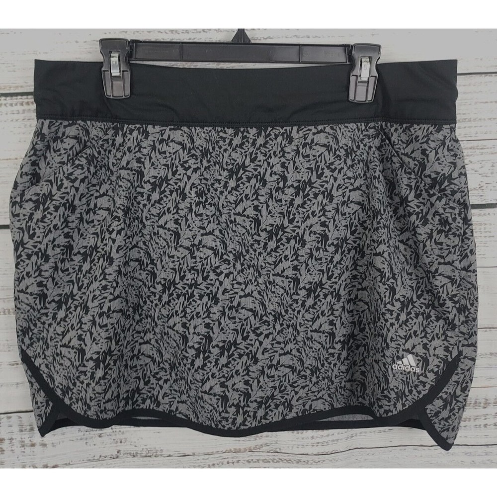 Adidas Golf Skirt Large Black Geometric Print Skort Pullon